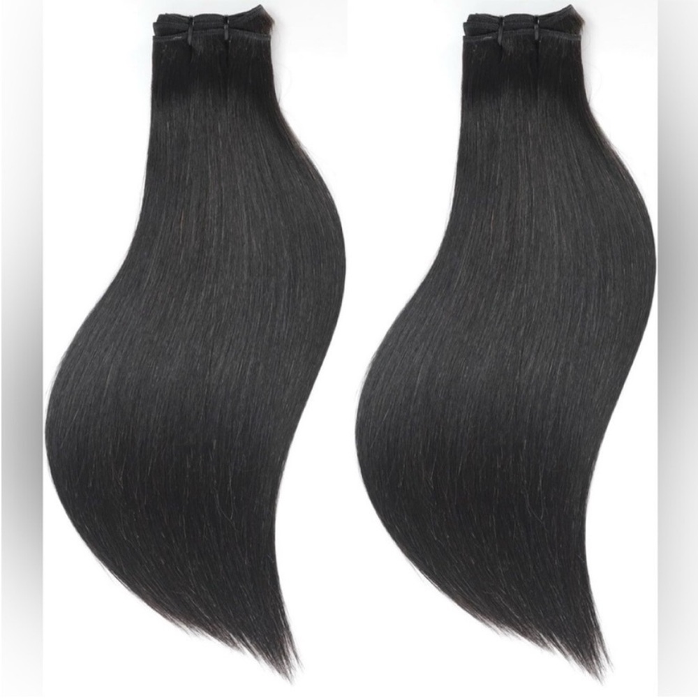 Triippy Raw Human Hair Natural Black Straight 16 18 Inch Sew In Hair Extensions